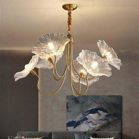 Lotus Glass Leaf Chandelier