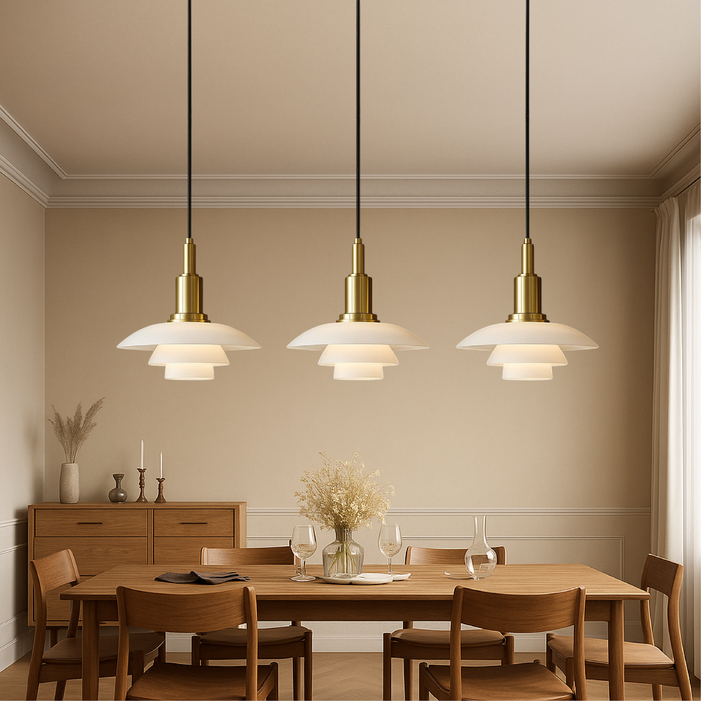 2/3 Head Danish Designer Pendant Light