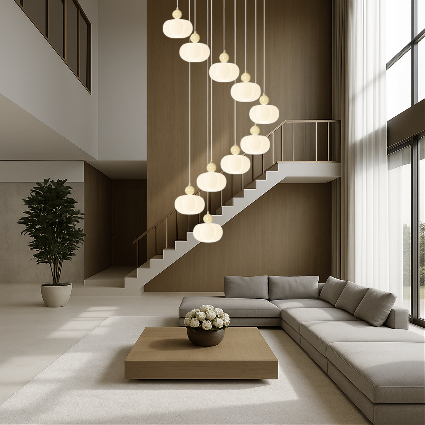 Art Deco Cream Staircase Chandelier