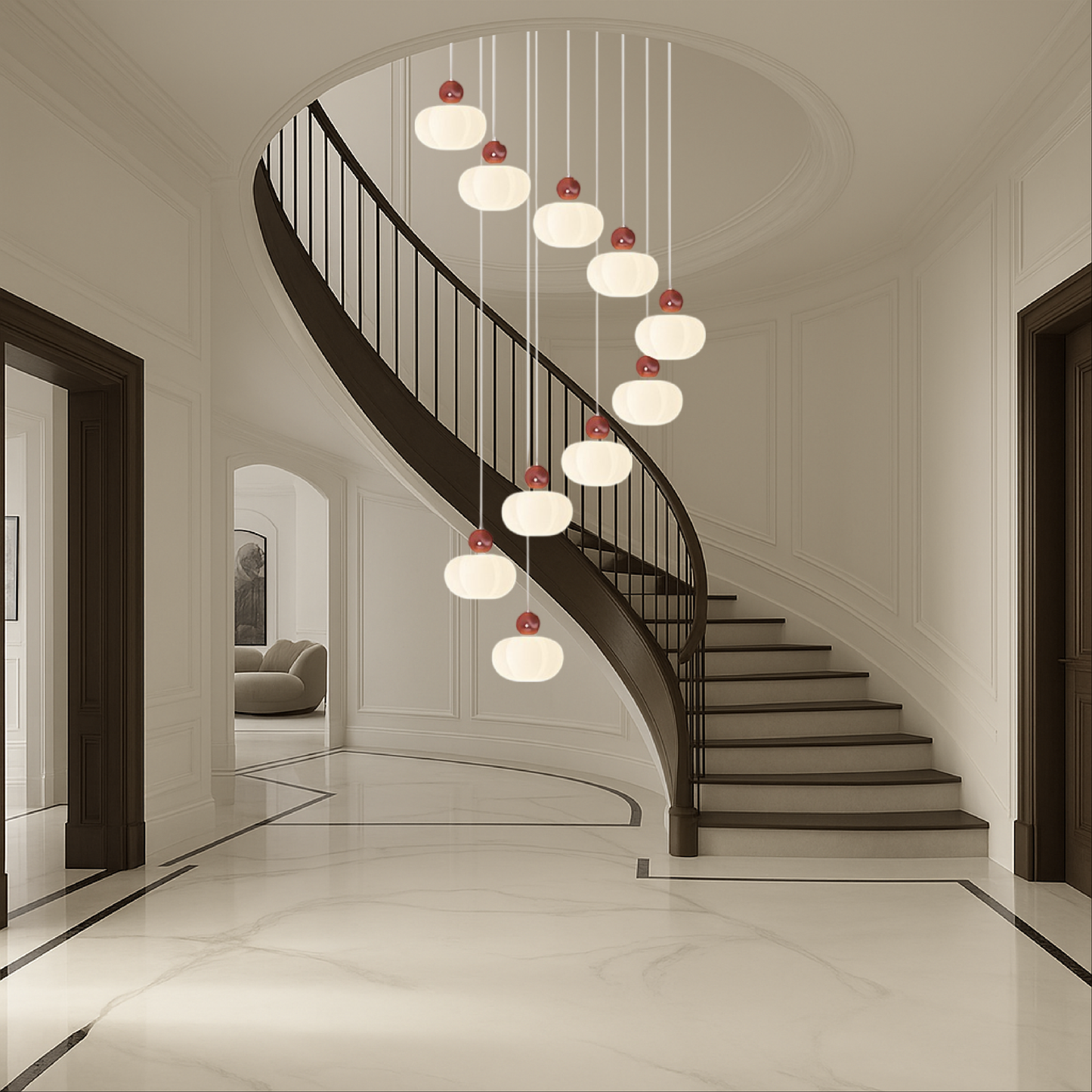 Art Deco Cream Staircase Chandelier