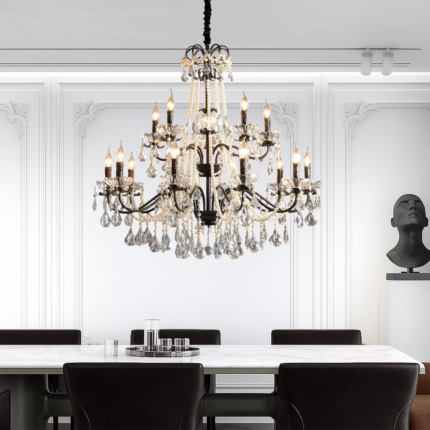 Black Crystal French Chandelier