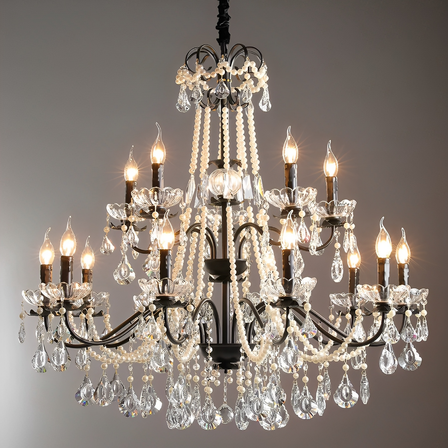 Black Crystal French Chandelier