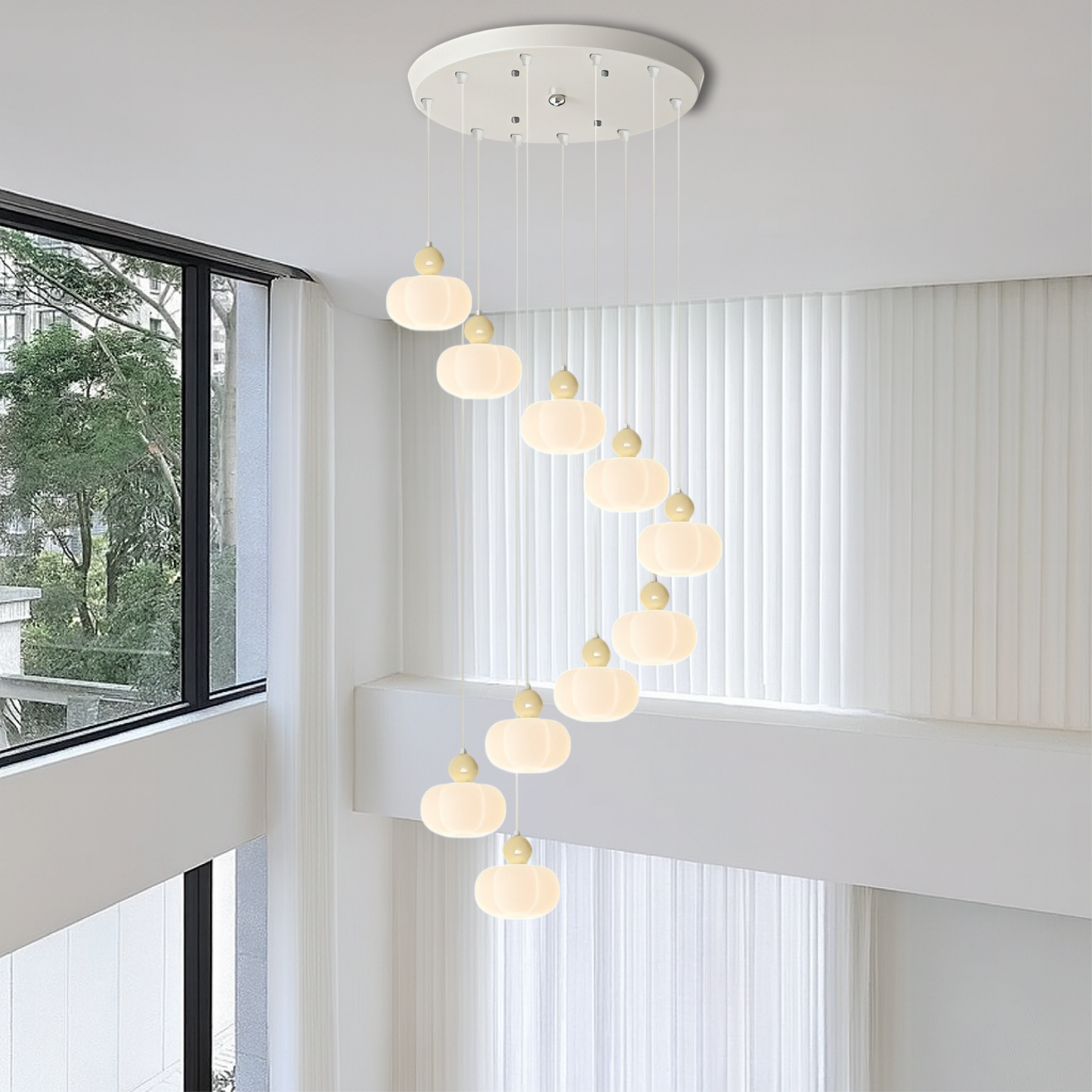 Art Deco Cream Staircase Chandelier