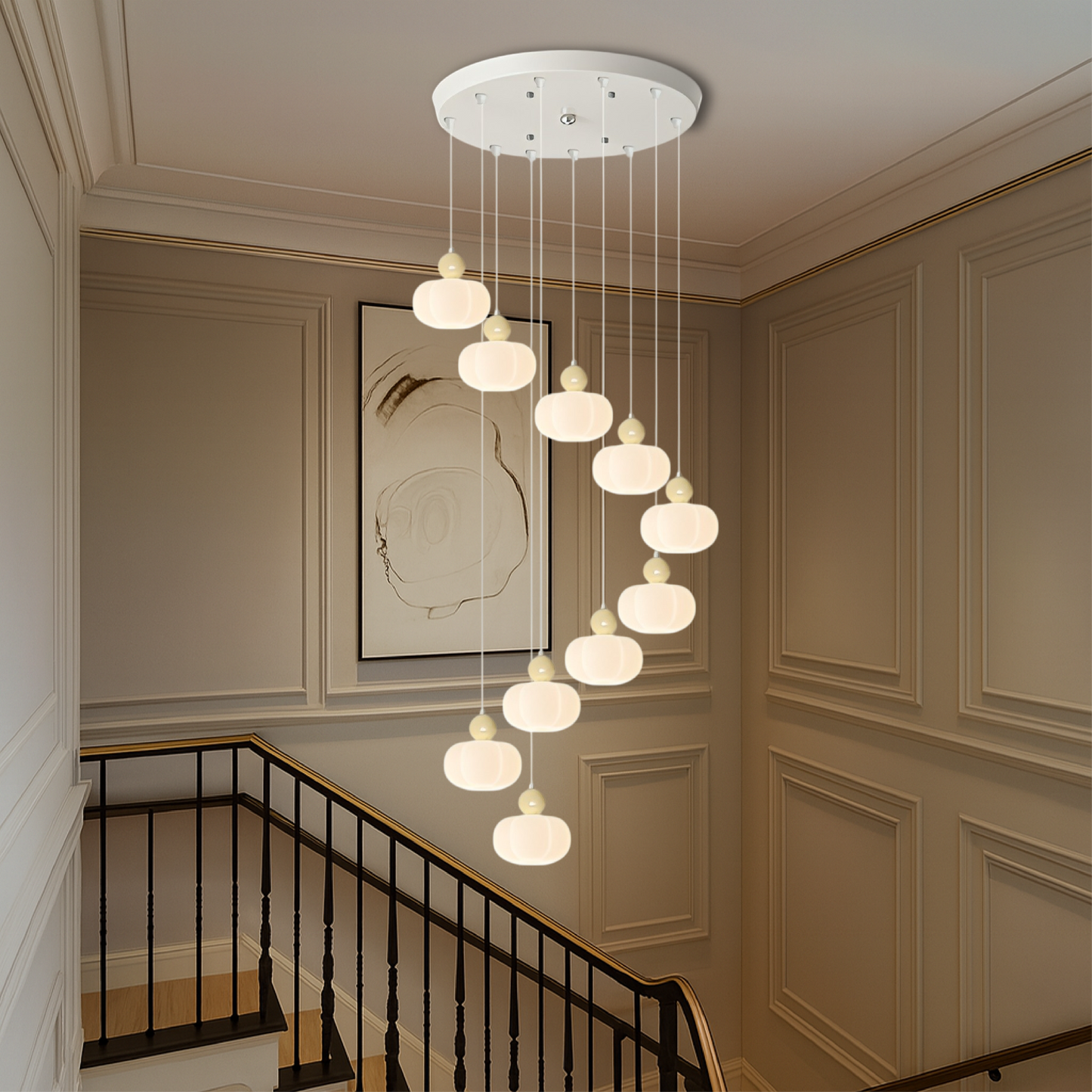Art Deco Cream Staircase Chandelier