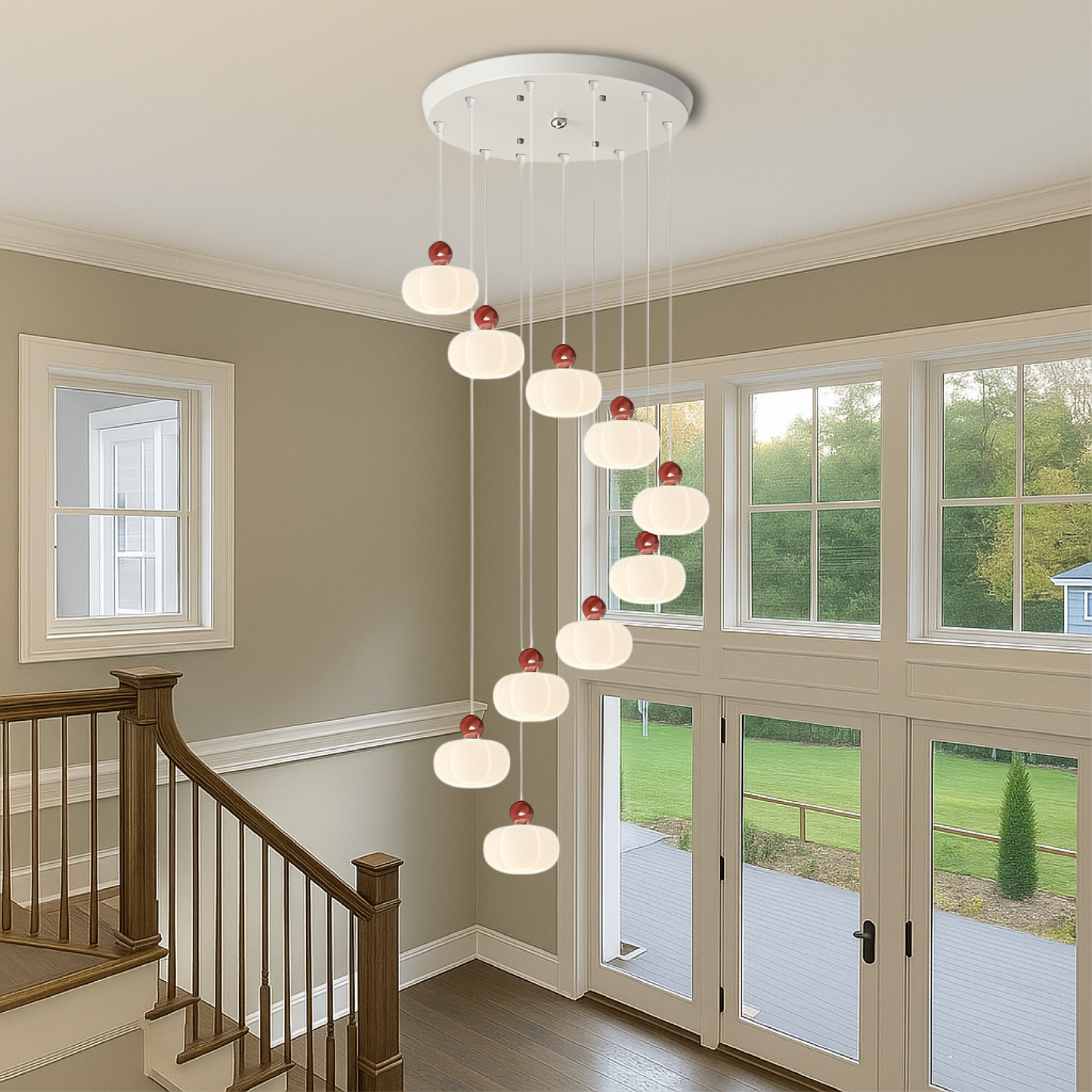 Art Deco Cream Staircase Chandelier