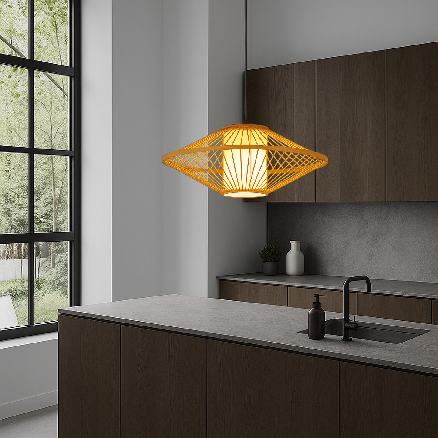 Japanese Bamboo Pendant Light