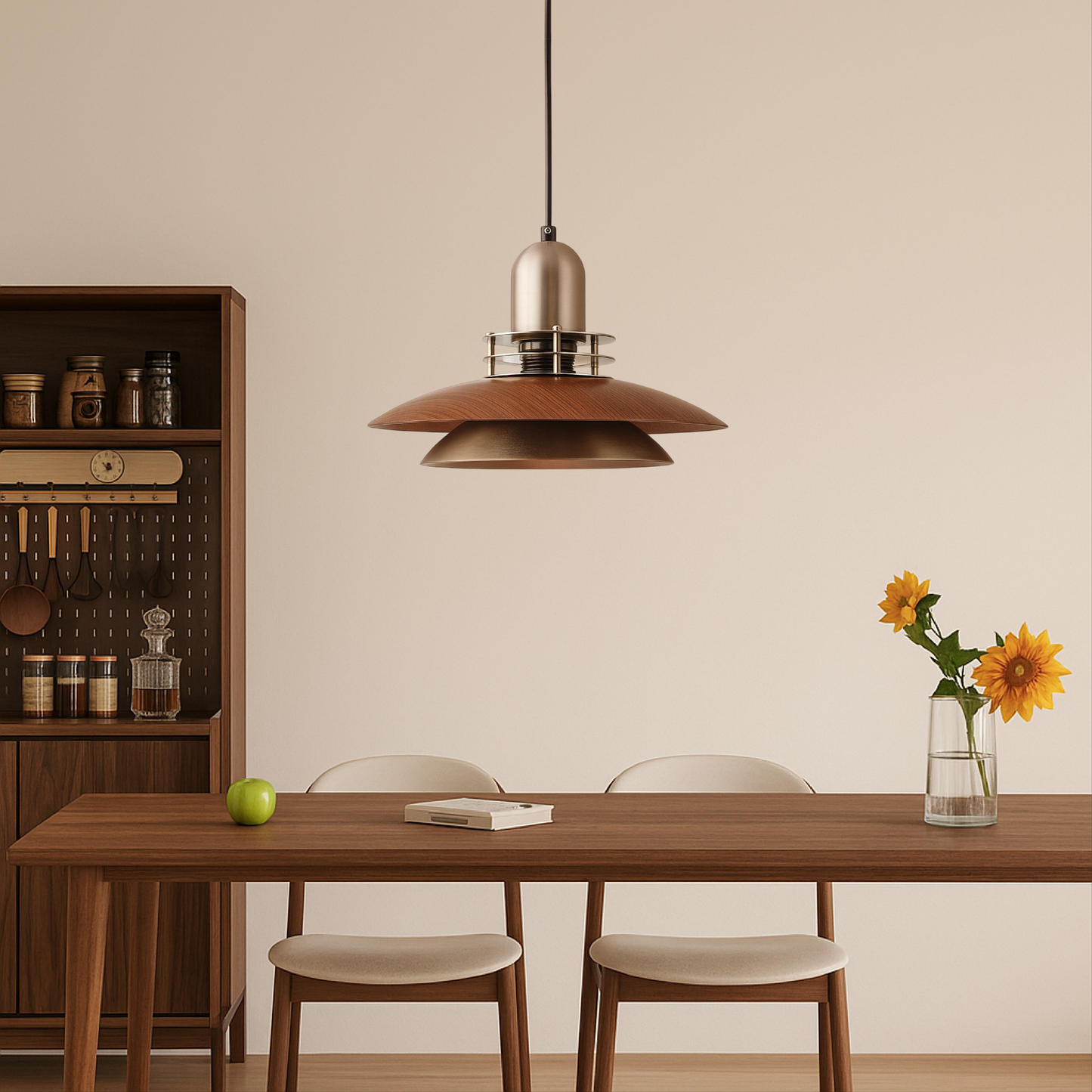 Walnut Wood Layer Pendant Light