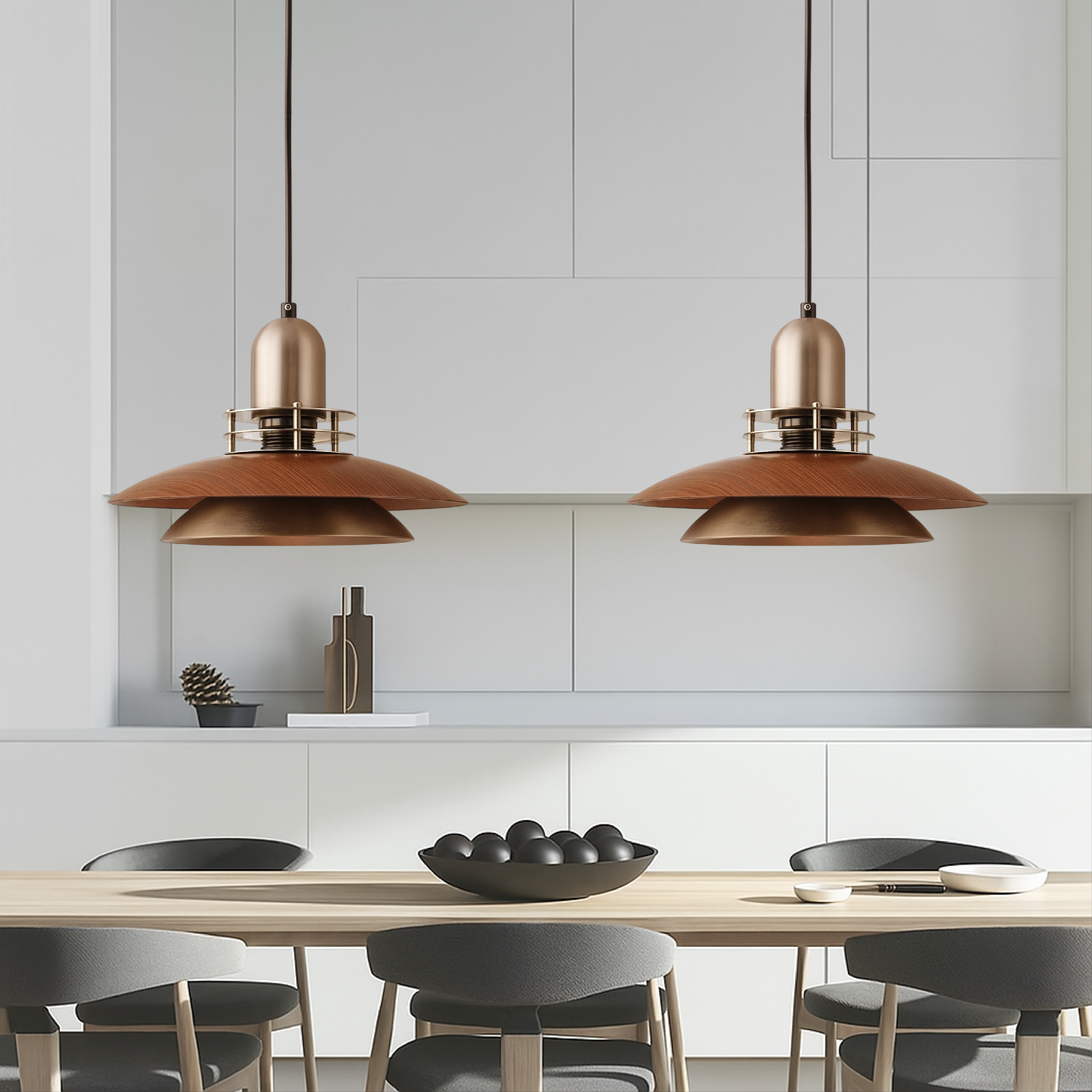 Walnut Wood Layer Pendant Light
